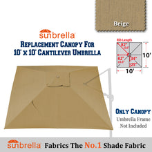 Load image into Gallery viewer, Sunbrella Replacement Canopy Cantilever Umbrellas Cover for 10' x 10' 8 Ribs Roma Umbrella