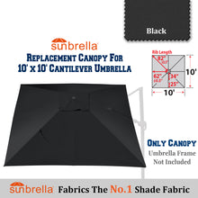 Load image into Gallery viewer, Sunbrella Replacement Canopy Cantilever Umbrellas Cover for 10' x 10' 8 Ribs Roma Umbrella