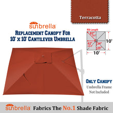 Load image into Gallery viewer, Sunbrella Replacement Canopy Cantilever Umbrellas Cover for 10' x 10' 8 Ribs Roma Umbrella