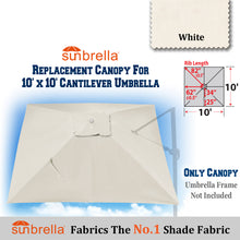 Load image into Gallery viewer, Sunbrella Replacement Canopy Cantilever Umbrellas Cover for 10&#39; x 10&#39; 8 Ribs Roma Umbrella
