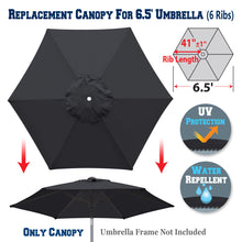 Load image into Gallery viewer, 6.5ft 6 Ribs umbrella Canopy Cover Replacement