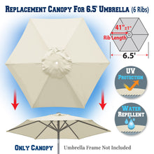 Load image into Gallery viewer, 6.5ft 6 Ribs umbrella Canopy Cover Replacement