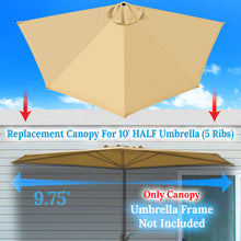 Load image into Gallery viewer, Replacement Canopy Cover for 10' Patio Half Umbrella 10ft 5 Ribs Half Umbrella