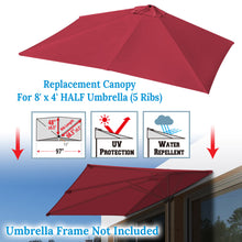 Load image into Gallery viewer, Replacement Rectangular Canopy Cover Only for 8.2X 3.9ft 5 Ribs Half Patio Umbrella