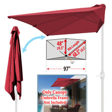 Load image into Gallery viewer, Replacement Rectangular Canopy Cover Only for 8.2X 3.9ft 5 Ribs Half Patio Umbrella