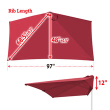 Load image into Gallery viewer, Replacement Rectangular Canopy Cover Only for 8.2X 3.9ft 5 Ribs Half Patio Umbrella