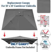 Load image into Gallery viewer, Square replacement Canopy Cover for 10' x 10' Roma Cantilever Patio Umbrella Offset Parasol Top