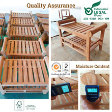 Load image into Gallery viewer, KINGTEAK Shower Bench 29.7"  Long Teak Wood Shower Stool with Storage Shelf and Handle for Indoors and Outdoors