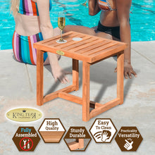 Load image into Gallery viewer, KINGTEAK 17.8" Golden Teak Wood Seat Stool Side Table Furniture for Patio,Poolside, Garden &Backyard