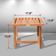 Load image into Gallery viewer, KINGTEAK 17.8" Golden Teak Wood Seat Stool Side Table Furniture for Patio,Poolside, Garden &Backyard