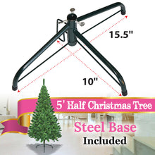 Load image into Gallery viewer, 5 Artificial Wall Space Saving Half Corner Christmas Tree with Steel Base