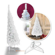 Load image into Gallery viewer, 5 Artificial Wall Space Saving Half Corner Christmas Tree with Steel Base white