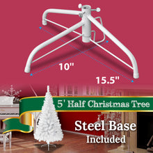 Load image into Gallery viewer, 5 Artificial Wall Space Saving Half Corner Christmas Tree with Steel Base white