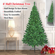 Load image into Gallery viewer, 6' Artificial Wall Space Saving Half Corner Christmas Tree with Steel Base