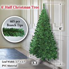 Load image into Gallery viewer, 6' Artificial Wall Space Saving Half Corner Christmas Tree with Steel Base