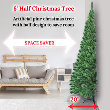 Load image into Gallery viewer, 6' Artificial Wall Space Saving Half Corner Christmas Tree with Steel Base