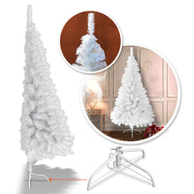 Load image into Gallery viewer, 6' Artificial Wall Space Saving Half Corner Christmas Tree with Steel Base white
