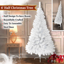Load image into Gallery viewer, 6' Artificial Wall Space Saving Half Corner Christmas Tree with Steel Base white