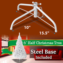 Load image into Gallery viewer, 6' Artificial Wall Space Saving Half Corner Christmas Tree with Steel Base white