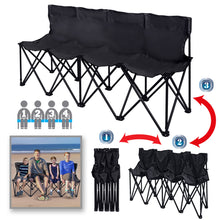 Load image into Gallery viewer, Folding 4 Person Seater Portable Sports Sideline Bench Chair 600D PVC Fabric