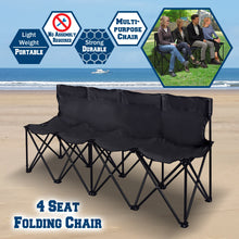 Load image into Gallery viewer, Folding 4 Person Seater Portable Sports Sideline Bench Chair 600D PVC Fabric