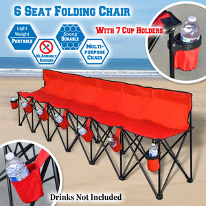 Portable Folding Sports 6 Seater Sideline Bench with Carry Bag
