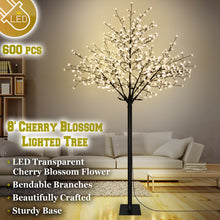 Load image into Gallery viewer, 8ft  600 LED Christmas Cherry Blossom Flower decoration Light Tree