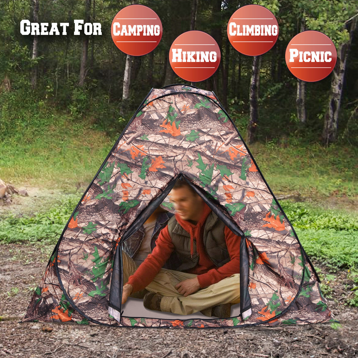 pop up camouflage tent STRONG CAMEL Portable Camouflage Camo Camping Hiking Instant Easy Setu –  Sunny Outdoor US