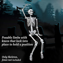 Load image into Gallery viewer, Halloween Decoration 5.6' Poseable Pose-N-Stay Life Size Crazy Skeleton Skull