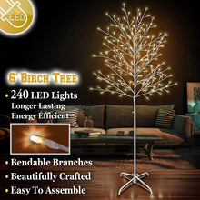 Load image into Gallery viewer, 6FT 240LED Light Birch Twig Flexible DIY Christmas Tree w/ Base Warm Light Decor