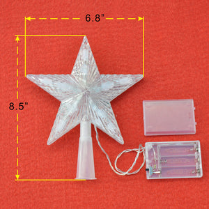 8.5" LED Tree Topper Star Christmas Top Xmas Star Light Up Glitter Gift Decor