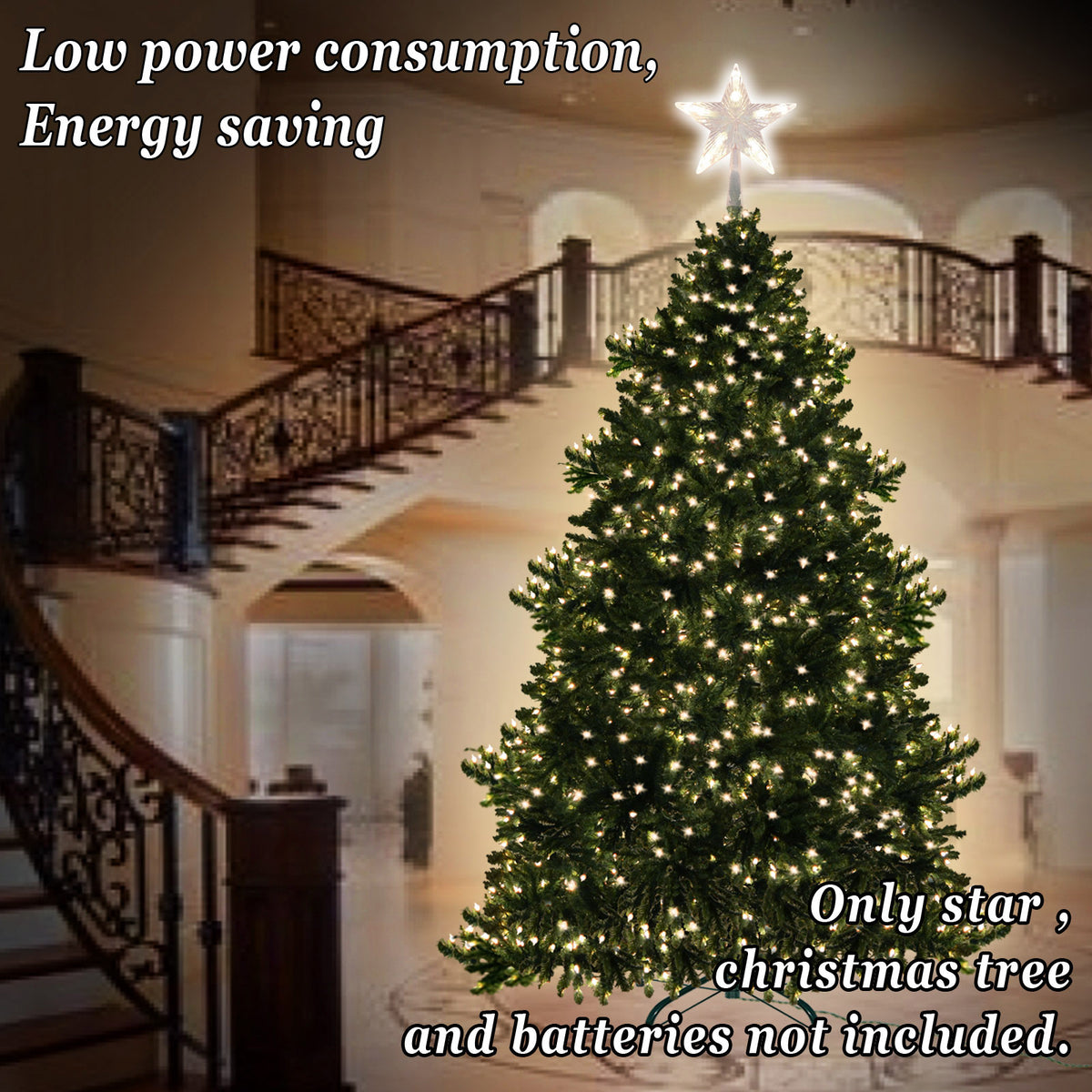 8.5" LED Tree Topper Star Christmas Top Xmas Star Light Up Glitter Gif ...