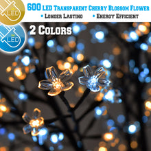 Load image into Gallery viewer, 8ft Tall Cherry Blossom Flower Tree Warm and Cool White 600 LED Lighted 24V UL