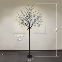 Load image into Gallery viewer, 8ft Tall Cherry Blossom Flower Tree Warm and Cool White 600 LED Lighted 24V UL
