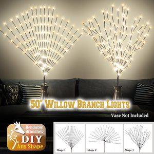 50-inch Corded Bendable Willow Branch w 96/ 144 LED t Lights Wine Wall Decor