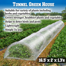 Load image into Gallery viewer, 16.5X2X1.3'H Mini Long Tunnel Plant Gardening Hoops Flower Greenhouse
