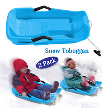 Load image into Gallery viewer, 2-Pack Snow Sleds Toboggans Plastic Snow Sleds for Kids
