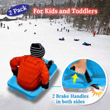 Load image into Gallery viewer, 2-Pack Snow Sleds Toboggans Plastic Snow Sleds for Kids