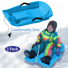 Load image into Gallery viewer, 2-Pack Snow Sleds Toboggans Plastic Snow Sleds for Kids