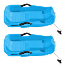 Load image into Gallery viewer, 2-Pack Snow Sleds Toboggans Plastic Snow Sleds for Kids