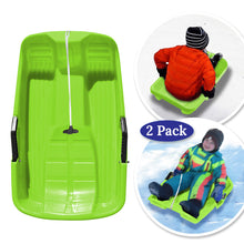 Load image into Gallery viewer, 2-Pack Snow Sleds Toboggans Plastic Snow Sleds for Kids