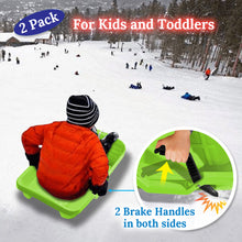 Load image into Gallery viewer, 2-Pack Snow Sleds Toboggans Plastic Snow Sleds for Kids