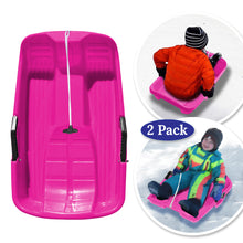 Load image into Gallery viewer, 2-Pack Snow Sleds Toboggans Plastic Snow Sleds for Kids