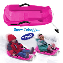 Load image into Gallery viewer, 2-Pack Snow Sleds Toboggans Plastic Snow Sleds for Kids