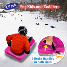 Load image into Gallery viewer, 2-Pack Snow Sleds Toboggans Plastic Snow Sleds for Kids