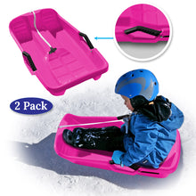 Load image into Gallery viewer, 2-Pack Snow Sleds Toboggans Plastic Snow Sleds for Kids
