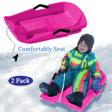 Load image into Gallery viewer, 2-Pack Snow Sleds Toboggans Plastic Snow Sleds for Kids