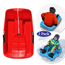 Load image into Gallery viewer, 2-Pack Snow Sleds Toboggans Plastic Snow Sleds for Kids