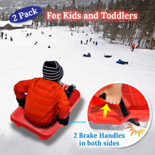 Load image into Gallery viewer, 2-Pack Snow Sleds Toboggans Plastic Snow Sleds for Kids