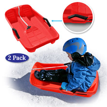 Load image into Gallery viewer, 2-Pack Snow Sleds Toboggans Plastic Snow Sleds for Kids